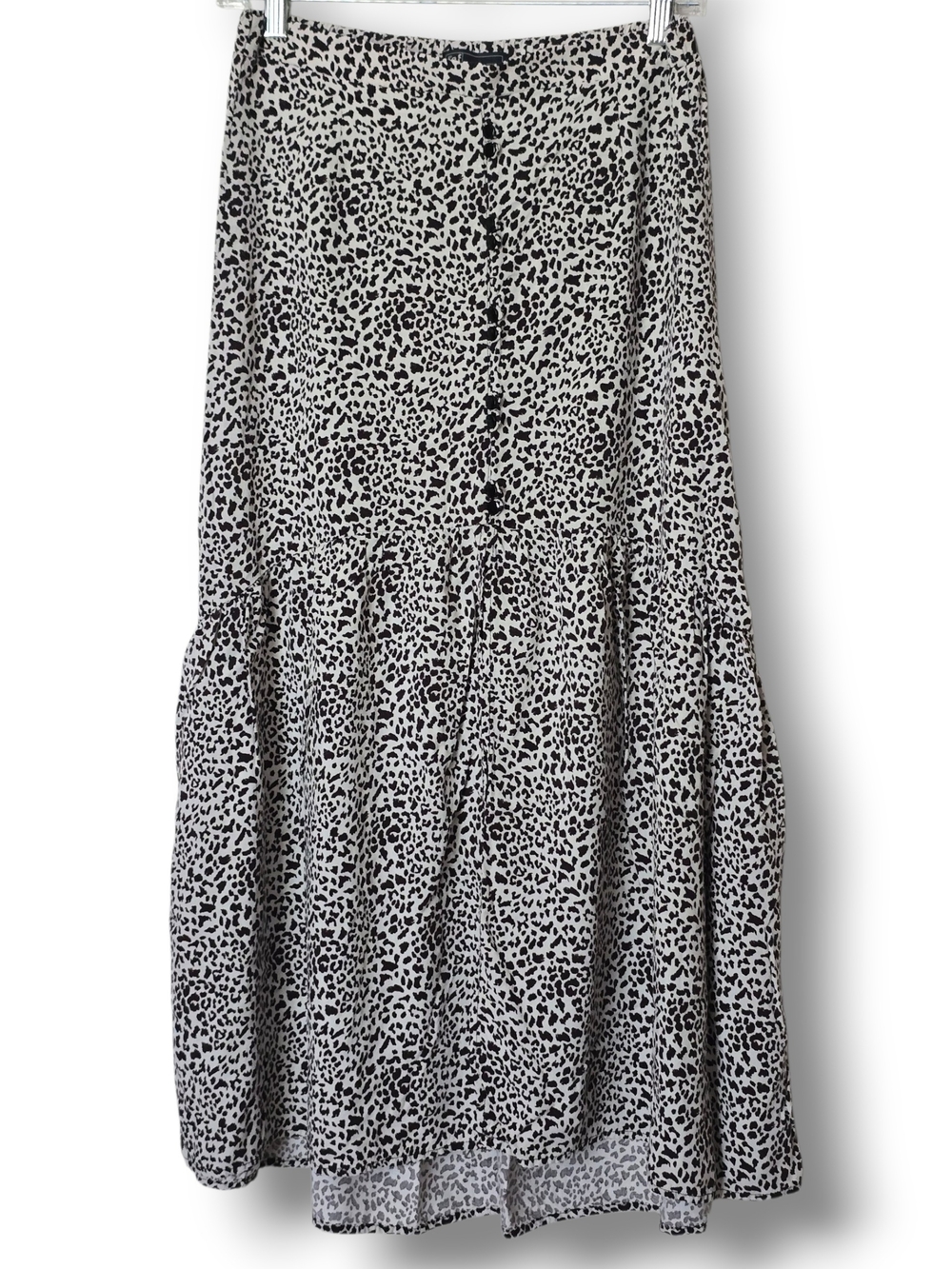Gef France Brown Leopard Print Faux Button Front Maxi Skirt - Size Large